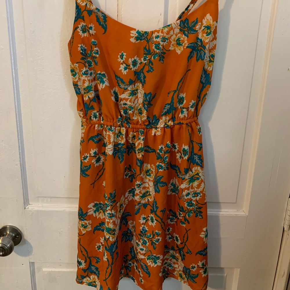 Orange and Teal Floral Dress